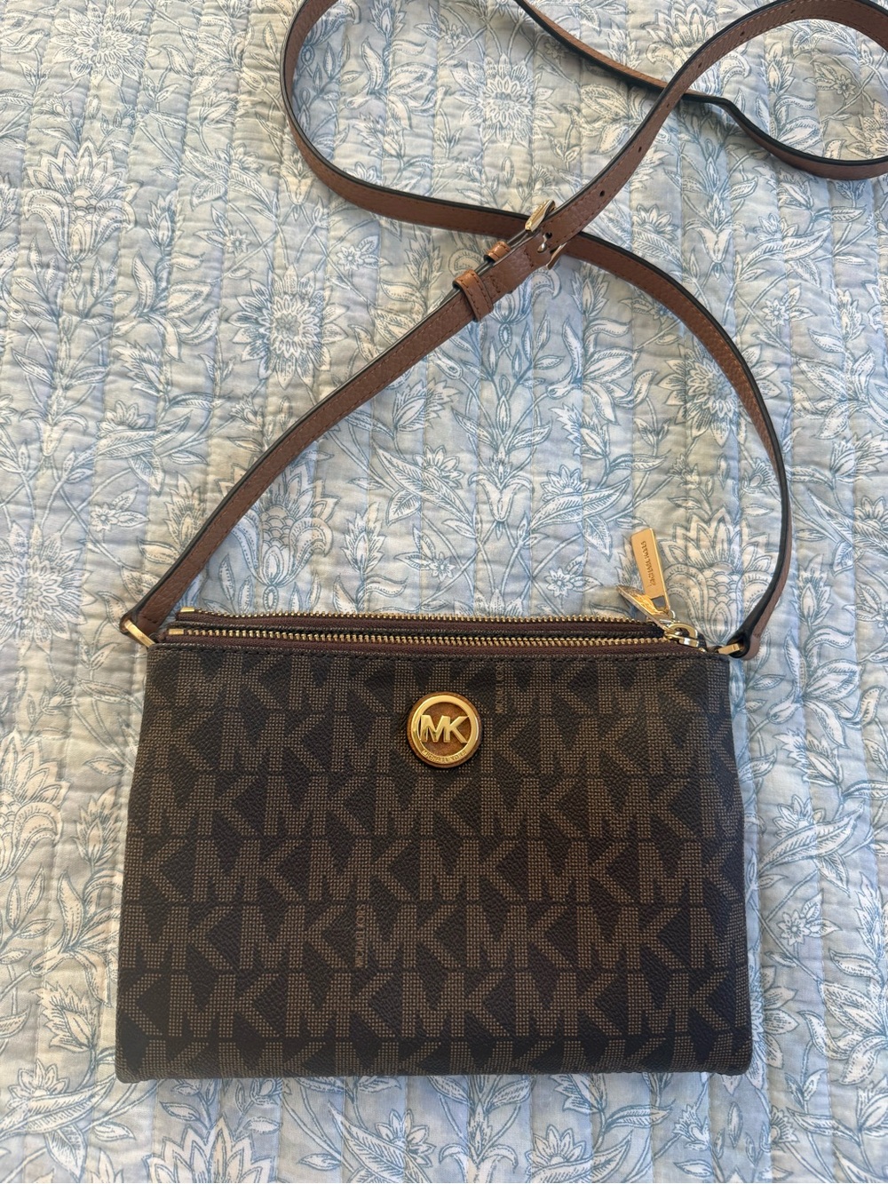 Michael Kors Brown Monogram Fulton Crossbody